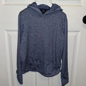 Athleta Girl Uptempo Hooded Top M 8-10 Blue Space Dye Long Sleeve Pockets